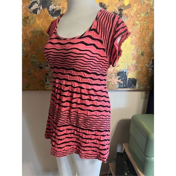 Tinanello Rare Andalucia Tunic Pink & Black Short Sleeves Size M - Picture 2 of 9
